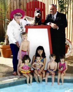 Miss Jackie With Sally Seal, Her Son, Michael and Some of Her Young Swimmers
