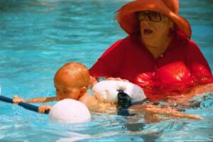 Miss Jackie Teaching Baby To Enjoy Water Safely